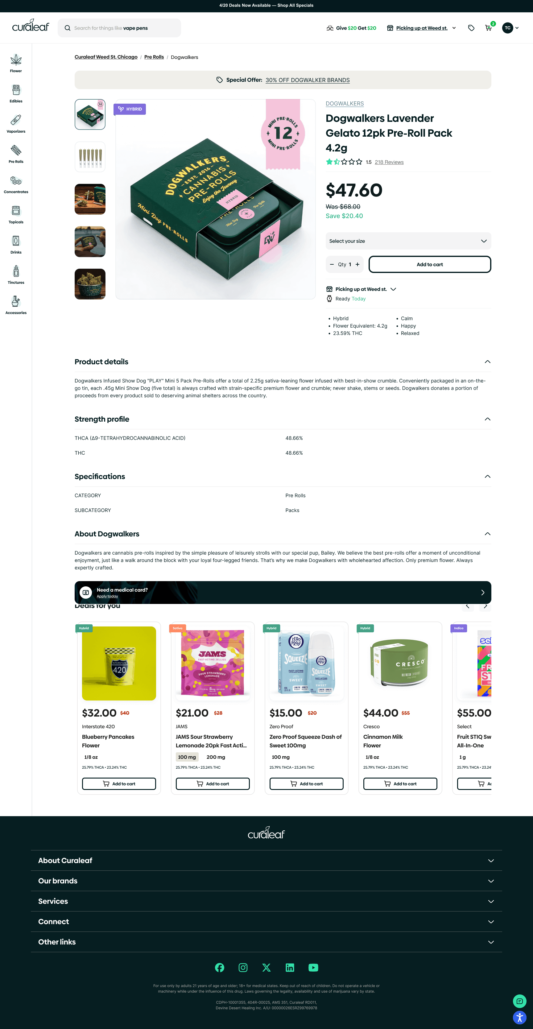Curaleaf product detail page